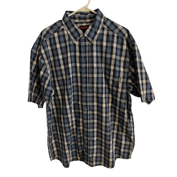 Wolverine Blue Plaid Short Sleeve Casual Button-Up Shirt XL Cotton Blend Size XL - Picture 1 of 6